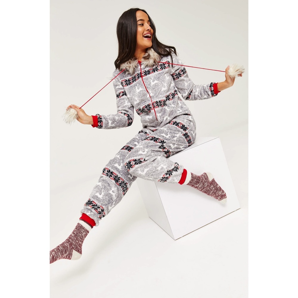 ❄️NEW Winter Fuzzy Fair Isle Onesie Jumpsuit